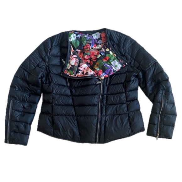 Lightweight Packable Quilted Puffer Jacket Black Cropped Moto Style XL NWOT BCBG - Picture 3 of 9